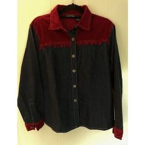 Vintage Speed Limit Denim & Corduroy Western Style Shirt Button Up Women's Large